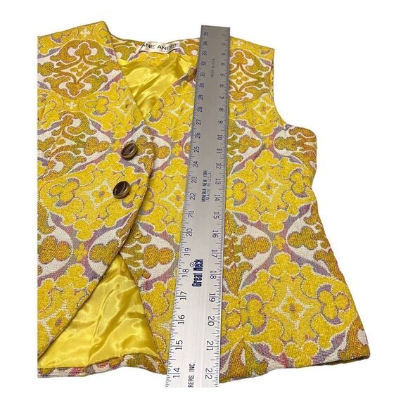 VTG Jane Andre “M”‎ Yellow Art To Wear Vest Abstract Jacquard Cottagecore READ - Picture 4 of 14
